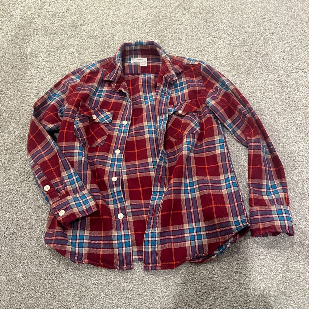 Crewcuts J Crew Boys Button-Up Shirt Red Blue CottonFlannel Kids Sz 12
